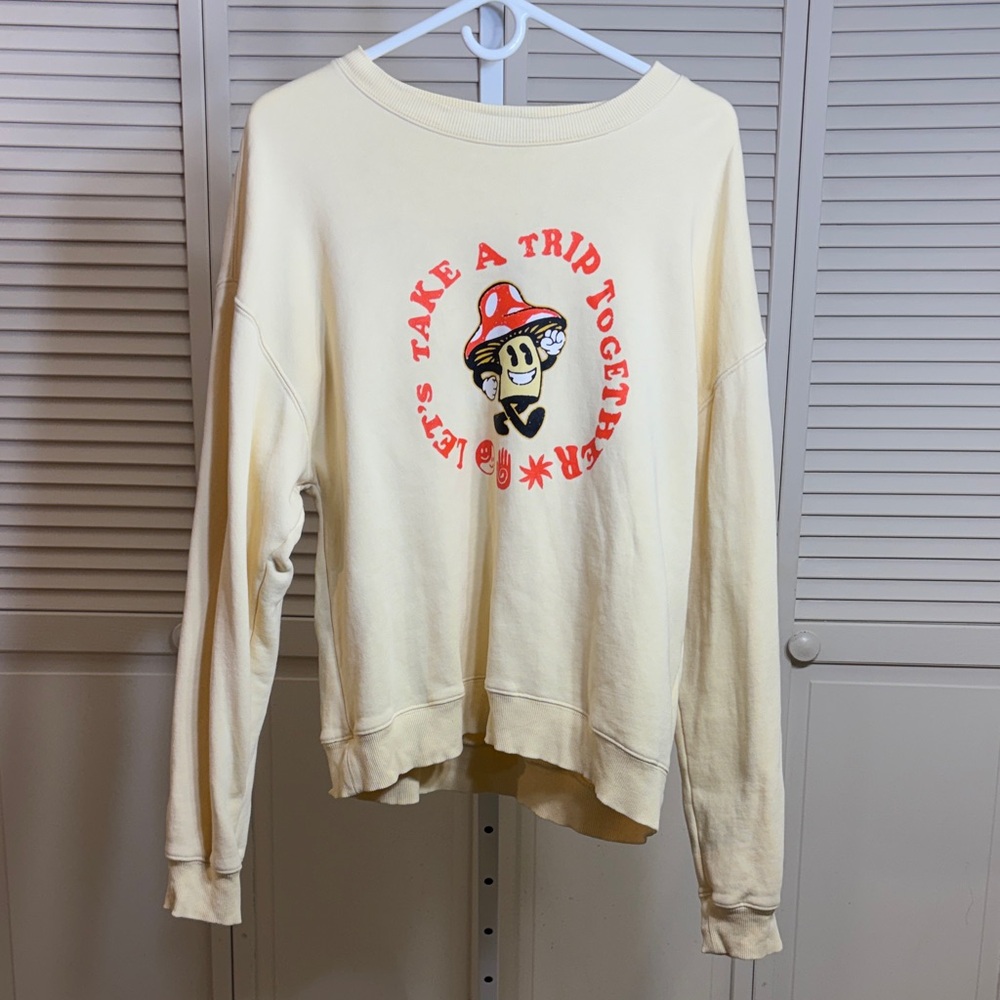Coney Island Picnic Yellow Graphic Sweatshirt Small